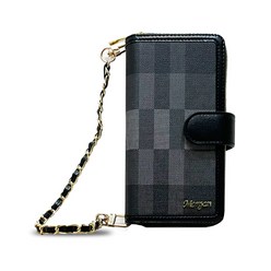 모건 체크 지퍼 지갑 다이어리 휴대폰 케이스 + 스트랩
