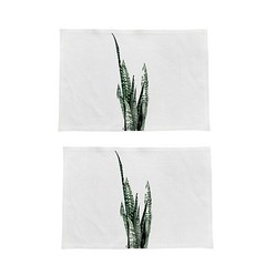 두꺼운 코튼 린넨 나뭇잎 수채화 플레이스 매트 2P, 09, 44 x 28 cm