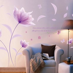 아리코 흩날리는 보라꽃 꽃무늬 포인트벽지 스티커 3p, 혼합색상