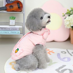파스텔펫 강아지 캐럿래빗 누빔 조끼 + 목도리 세트, 핑크