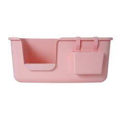 캣츠태그 롱 묘래박스 고양이 화장실 + 전용 덧대 + 묘래통 세트, 핑크