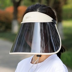 에이빅 UV 자외선 차단 투명 등산 얼굴 햇빛가리개 모자, 베이지