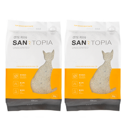 샌토피아 응고형 벤토나이트 먼지없는 고양이 모래 무향, 6kg, 2개