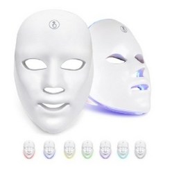 CAICHEN 무선 LED 마스크 미용기 7색 LED 광원 케어 피부 미백 탄력 회복 주름 개선 홈케어 피부관리기, 흰색