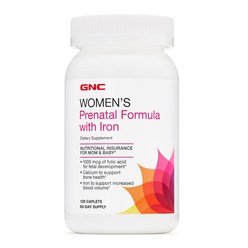 GNC 프레나탈 임산부 종합영양제 철분포함 120정 GNC Women Prenatal Formula with Iron 120cts, 1개