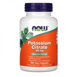 NOW Foods Potassium Citrate 나우푸드 포타슘 시트레이트 99mg 180캡슐, 1개, 180정
