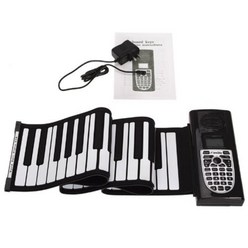 휴대용 접는 핸드롤 피아노 88건반 전자 디지털, B 블랙