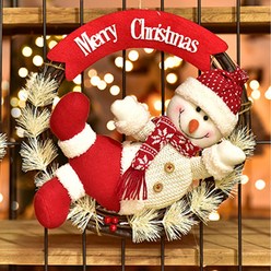 Hyades 크리스마스 장식 화환 리스 귀여운 산타클로스 눈사람, C타입, 1개