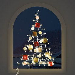 홈트너 크리스마스 장식 LED 트리 전구 행잉 겨울감성 리모컨 창문 붙이는 벽트리 풀세트, 엘렌 (앵두)
