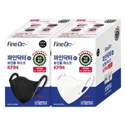 ﻿유니메드제약 파인닥터 KF94 새부리형 마스크 블랙50매+화이트50매, 50+50매