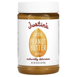 Justin's Nut Butter 클래식 피넛 버터 스프레드 잼 16 oz (454 g) 가정용 해외식료품