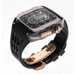 애플워치리차드밀 애플워치일체형스트랩 Apple Watch Ultra 49mm 케이스 수정 키트 불소 고무 시계 밴드 IWatch Series 8 7 6 5 4 SE 금속 버클, 12.BBTr-RG+49mm+Fluororubber