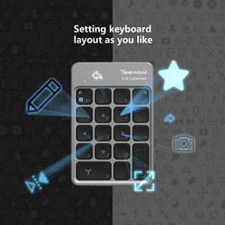 YesWord X-20 customized keypad used for Procreate Goodnotes csp and support ipad mac and windows, Metallic grey, TypeC