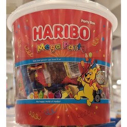 HARIBO 하리보 젤리 간식 메가 파티 대용량 1KG *1통 ( 5가지맛 쩰리 골드베렌 해피콜라향 스타믹스 룰렛 해피 ) jelly, 1개