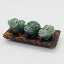 청자 토끼 돼지 양 인형 받침 3종세트 인테리어 소품