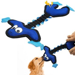700619 Q monster Firehose 봉제 강아지 장난감 스퀴커 인터랙티브 터그 전쟁 게임 삑삑이 츄 로프 장난감 개구리 지루함 및 스트레스 해소 소형 중형, Blue