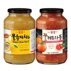 꽃샘 꿀유자차 1kg+꿀레드자몽 1kg, 1kg, 2개