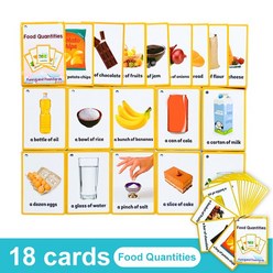 영어 카드 파닉스 단어 학습 카드 영어낱말 플래시 카드, Food Quantities 18Cards