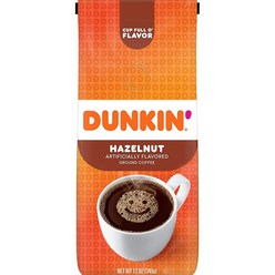Dunkin' 프렌치 바닐라 인공 향 그라운드 커피 355ml(12온스) (1팩), 12 Ounce (Pack of 1), Hazelnut