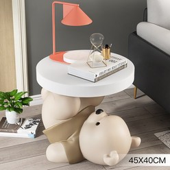 귀여운 곰돌이 사이드 테이블 거실 협탁 트레이 인테리어, 곰돌이 테이블 브라운, 겐키 곰 장식물-브라운/높이 40 cm