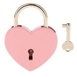 발렌타인 데이 선물 하트 모양의 자물쇠 결혼식 레트로 머틀 잠금 핑크 레드 로맨틱 귀여운 일기 자물쇠 대형 45*58MM, 은색 열쇠가 달린 핑크색, 하나