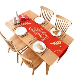 메리 크리스마스 사각형 테이블 러너 편지 빨간색 녹색 식탁보 파티 장식, 2, C
