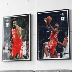 NBA 제임스 하든 포스터 54종 A3 A2 A1 사이즈, A2+사이즈 검정색 액자(72x52cm)