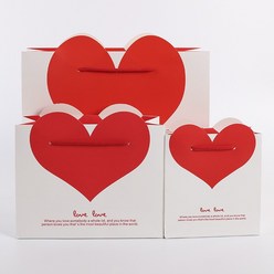 10 팩 러브 하트 인쇄 웨딩 파티 호의 가방 게스트 선물 포장 발렌타인 데이 크래프트 종이 가방 도매 쇼핑백, 하얀색