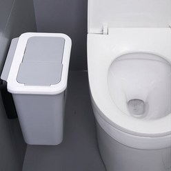 리빙셀렉트 화장실 벽걸이 휴지통 욕실 쓰레기통 브라켓포함, 1개, 뚜껑형 화이트(대)