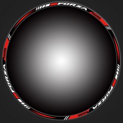 라이더무드 포르자350 300 리플렉티브 휠 스티커 빛 반사 튜닝 타이어 반사 데칼 필름 DIY 방수, 포르자 아웃라인 레드, 1개