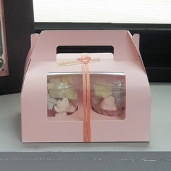 핑크 클리어 머핀창박스 (분홍색 2구) /머핀포장상자 컵케익, 1개