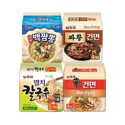 농심 사천백짬뽕x 4봉 + 짜왕건면x 4봉 + 멸치칼국수x 5봉 + 신라면건면x 5봉, 18개