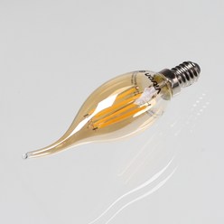 LED 에디슨램프 4W E14베이스 촛대구 플레임 전구색 KS 골드유리, 전구색(노란빛)