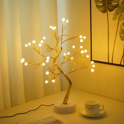 치프몰 LED 자작나무 트리 조명 50cm 10종, 동그라미 36구(웜화이트) 금색 나무+나뭇잎