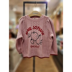 밀리밤 [동아쇼핑점] 아이들이 좋아하는 예쁜 분홍/과일그림포인트/어깨 포인트/꽈배기 디자인/코디하기 좋은 니트/ 과일나염 꽈배기 스웨터