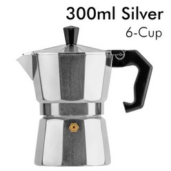 에쏘팟 에스프레소추출기 에스프레소 커피 냄비 알루미늄 모카 포트 클래식 이탈리아 커피 스토브 탑 홈 야외 모카 커피 포트 100150300ml, 실버-300ml, 씨엔, Silver-300ml, 1개
