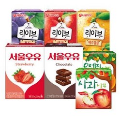 서울 초코우유/딸기우유/200ml X 24팩, 190ml, 24개, 서울 리이브 사과 190ml X 24팩