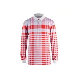 [임페리얼] 남성 체크 패턴 긴팔 카라 티셔츠 레드 (I0Z110976)