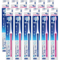 LION Clinica Super Compact Toothbrush 일본 라이온 크리니카 초컴팩트 얇은헤드 4x6열 칫솔 보통모 12개, 12팩