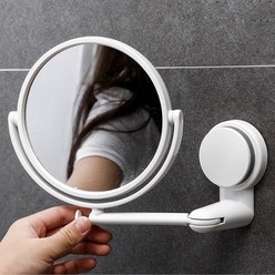면도거울 면도경 무타공 접착식 욕실 샤워기거울 소형 화이트, 원형