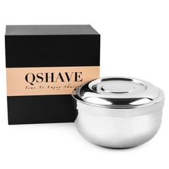 QSHAVE-스테인레스 스틸 면도 비누 그릇 클래식 안전을 위한 더블 에지 면도기 브러시 스탠드 면도 크림 볼 11x6.8x6.3cm, 한개옵션0