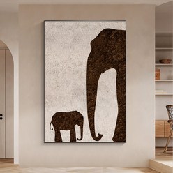 풍수지리 동물 재물 행운 코끼리 패브릭 액자, 특대, 1개