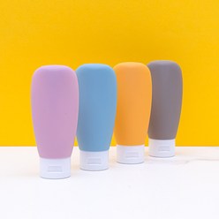 포그망 여행용 실리콘 공병 화장품 샴푸통 휴대용 케이스 1세트 (4p) 60ml, 혼합 색상