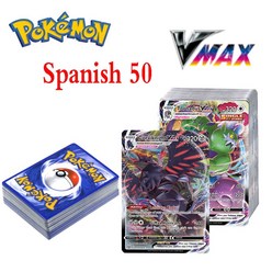 포켓몬카드 vmax 클라이맥스 포켓몬 Vstar 카드 영어 Charizard Arceus 카드 디스플레이 V 맥스 GX 메가 EX 빛나는 카드 50 피스 컬렉션 부스터 어린이용 장, Spanish 50Vmax