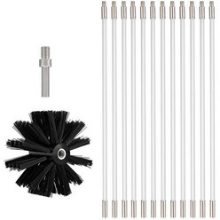 14pcs 굴뚝 청소기 브러시 청소 회전 스윕 시스템 벽난로로드 도구 세트 홈 키치 청소 브러시, 하나, 검정, 흰색