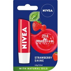 호주 니베아 NIVEA Shine Strawberry Lip Balm 프루티 샤인 스트로베리 립케어 립밤 4.8g, 6팩