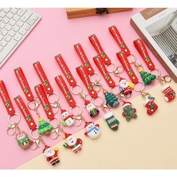 크리스마스 산타키링 루돌프열쇠고리 눈사람가방고리 양말키홀더 장갑열쇠고리 어린이집선물, 트리모자