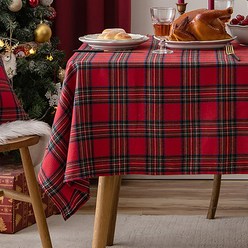 크리스마스 체크 테이블보 식탁보 성탄절 테이블 매트, 4인(140x140cm), 레드체크