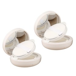 분말이있는 빈 공기 쿠션 박스 스폰지 거울 휴대용 화장품 메이크업 케이스, 하얀색