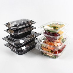 더팩컴퍼니 GD 시리즈 반찬용기 샐러드용기(검정 투명), 04. GD-004 반찬 샐러드용기, 검정, 200개, 200개